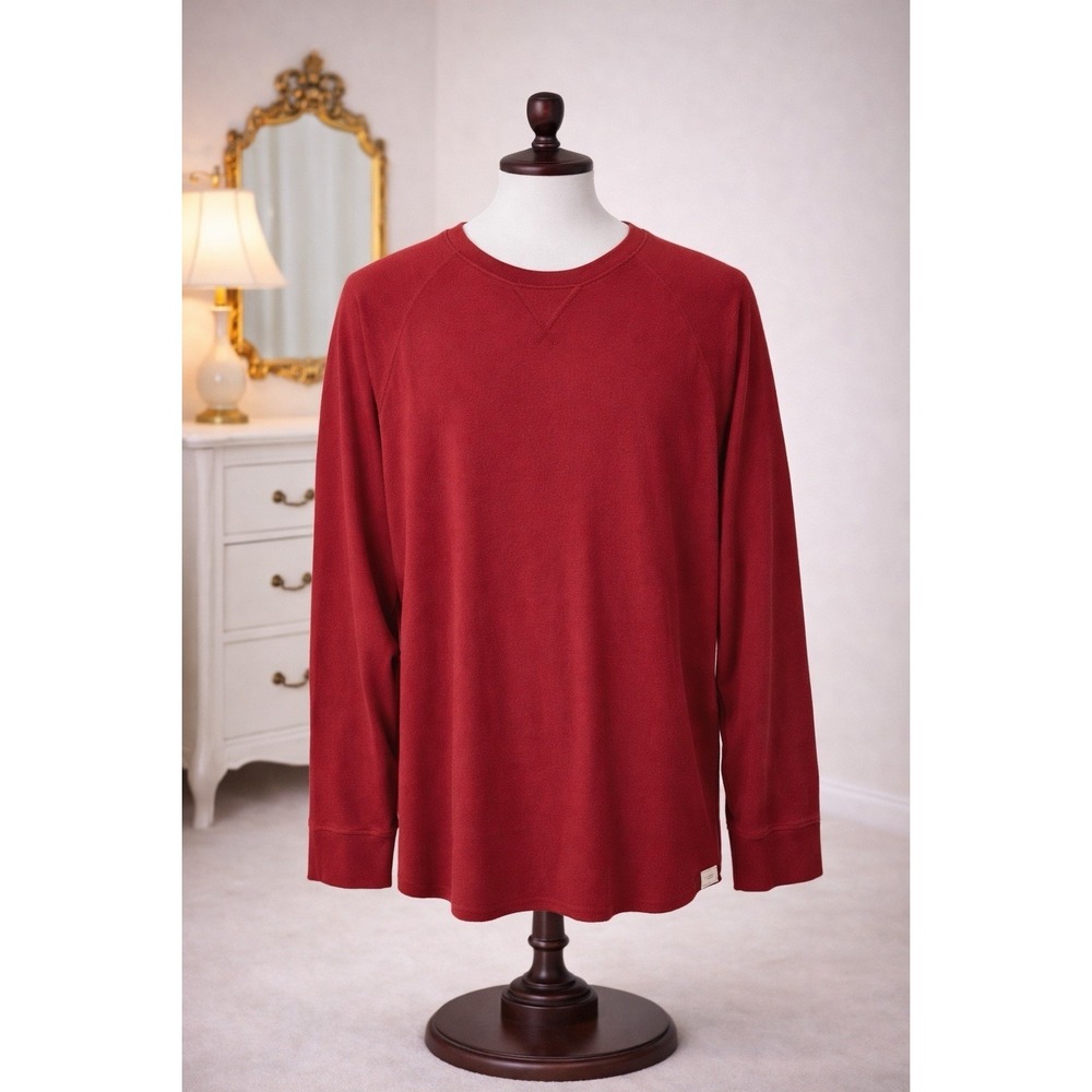 L.L. Bean Thermal Waffle Knit Pullover Base Layer Tee T-shirt Red Cotton Mens XL